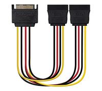 Brightium Cable de Alimentación SATA 20 cm con Conector SATA Macho y 2 Conectores Hembra, para Discos Duros y Unidades SSD