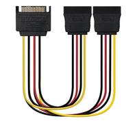 Cable SATA de alimentación, 20 cm, con Conector SATA/M y 2xSATA/H, Ideal para conectar Discos Duros y Unidades SSD.