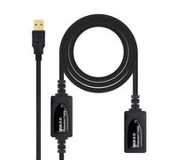 Brightium Cable USB 2.0 con amplificador, Tipo A macho a Tipo A hembra, 15 metros de longitud, ideal para extender la conexión sin perder calidad de señal. Permite conexiones estables y seguras.