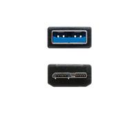 Brightium Cable USB 3.0 tipo A/M a Micro B/M, 1.0 m, negro - Conexión rápida y transferencia de datos para dispositivos compatibles.