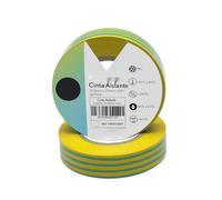 Brightium Cinta Aislante PVC Verde/Amarillo 19mmx20m, flexible y duradera, ideal para electricistas y trabajos eléctricos.