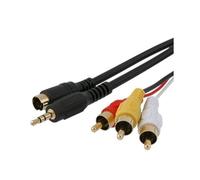 Brightium Conector Mini-Din 4P+jack+3RCA para conexión de PC a TV/VIDEO, ideal para transferir audio y video de alta calidad.