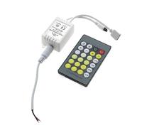 Brightium Controlador mini para tiras LED CCT, control remoto IR, compatible con diversas tiras, ideal para iluminación decorativa y ambiental.
