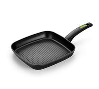 Brightium Grill de Aluminio Forjado con Rayas 28 cm, Ideal para Asar Carnes y Verduras, eficiente en Calor y fácil de Limpiar.