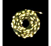 Brightium Guirnalda de luces LED a pilas 3AA, 15m, PVC y cobre, blanco cálido, ideal para decoración festiva y ambientación de espacios.