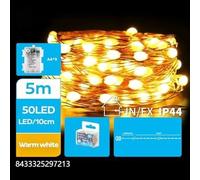 Brightium Guirnalda de luces LED cálidas de 5 m con alambre de cobre y batería 3AA, ideal para decoración y ambientación en interiores y exteriores.
