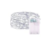Brightium Guirnalda de luces LED con alambre de cobre, 4 m, pilas de botón, blanco frío, ideal para decoración en interiores y exteriores.