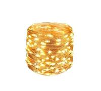 Brightium Guirnalda de luces LED de 10 m con alambre de cobre, batería 3AA, color blanco cálido, ideal para decoraciones y ambientación.
