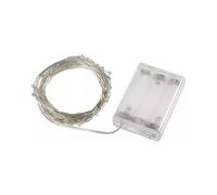 Brightium Guirnalda de luces LED de alambre de cobre, 10 m, color blanco cálido, alimentación por batería 3AA, ideal para decoración y ambientación.