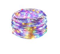 Brightium Guirnalda de luces LED RGBY de 4 m con alambre de cobre y alimentación por pila de botón, ideal para decoraciones festivas y ambientes acogedores.
