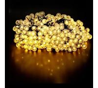 Brightium Guirnalda de luces solares - 12 metros de longitud, luz blanco cálido, incluye burbujas decorativas, ideal para exteriores y ocasiones especiales.