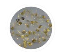 Brightium Guirnalda LED de hojas doradas de 1,5m a pilas, ideal para decorar eventos, fiestas y dar un toque elegante a interiores.