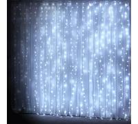 Brightium Luces planas de cortina, batería 3AA, color blanco frío, 1m x 1m, ideales para decorar, iluminar eventos y crear ambientes acogedores.