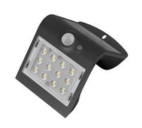 Brightium Luz LED solar negra con sensor, 2W, para iluminación exterior y ahorro energético. Ideal para jardines y entradas.