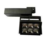 Brightium Proyector de carril LED 4 vías 30W 3000K negro, ideal para iluminación comercial y decorativa.