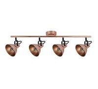 Brightium Regleta de 4 focos orientables GU10 en cobre y negro, dimensiones 20x78x12 cm, ideal para iluminación decorativa y funcional en diferentes espacios.