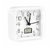 Brightium Reloj analógico Blanco con Alarma, Dimensiones 82x82x38 mm, Ideal para monitorear el Tiempo y gestionar recordatorios.