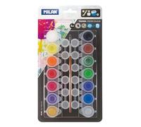 Brightium Tarro de Tempera - Pack de 14 tarros de 5 ml, Colores Surtidos, Secado rápido, incluídos 12 Botes para Mezclas y 1 Pincel Serie 101.