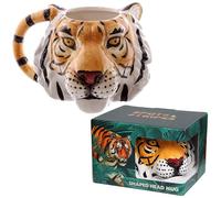 Brightium Taza - Taza de cerámica 3D con Forma de Cabeza de Tigre, Fondo Resistente, diseño detallado, Ideal para decoración y Uso Diario.