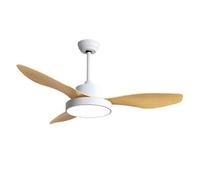 Brightium Ventilador DC Hayate 48W, 4080lm en elegante blanco/haya. Con 3 aspas y dimensiones de 39/54x120x120cm, ofrece luz ajustable (3000-4000-6000K) y control remoto para mayor comodidad.