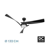 Brightium Ventilador DC Tarento 24W Negro con 3 aspas y 6 velocidades. Ofrece 2424 Lm en 3000K, 4000K y 6500K. Incluye control remoto, regulador, temporizador y memoria. Ideal para cualquier lugar.