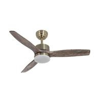 Brightium Ventilador DC Torino 24W en elegante cuero, 3 aspas de roble, 6 velocidades y potente luz de 2424 lm en 3000K, 4000K y 6500K. Control remoto, temporizador y función de memoria.
