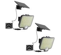 BRIGHTLY - Lote de 2 focos solares LED potentes, iluminación blanca con detector de movimiento, orientables y panel solar deportado, ideal para jardín, terraza y exterior