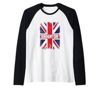 Brighton - Bandera británica Vintage con Bandera británica Camiseta Manga Raglan