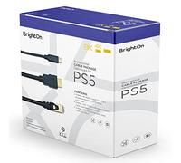 BrightOn Paquete Compatible Con PS5 | Cable Negro 8K HDMI 2.1 HDR 8K @60Hz/4K @120Hz | Ethernet CAT 7 de Súper Alta Velocidad | Carga Rápida USB A a USB C