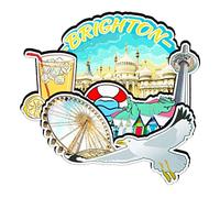 Brighton UK - Imán de madera para nevera, colección creativa, hecho a mano, para viajes, hogar, oficina, paisaje, decoración de nevera, 669