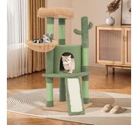 BRIGHTORIA Árbol para gatos con postes rascadores, diseño de cactus, torre para gatos, casa para gatos, percha y bola esponjosa, árboles pequeños para gatos de interior, 42 pulgadas, verde/marrón