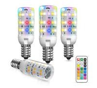 BrightWish 4 Pezzi Lampadina LED RGB E14 con Telecomando, Lampadina Dimmabile Cambia Colore 3000K Bianco Caldo, 12 Colori, 2W, Lampadina Multicolore per Casa, Festa, Salotto