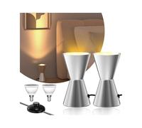 BrightWish Foco LED de Suelo 6W, Lámpara de Pie LED Interior para Iluminación Indirecta, con Interruptor de Pie, Luz Cálida 3000K, Casquillo E14, Color Plata, 2 Unidades