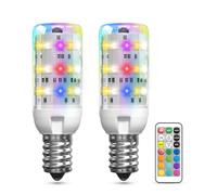 BrightWish Lampadina LED RGB E14 con Telecomando, Lampadina Dimmabile Cambia Colore 3000K Bianco Caldo, 12 Colori, 2W, Lampadina Multicolore per Casa, Festa, Salotto (2 Pezzi)