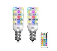 BrightWish Lampadina LED RGB E14 con Telecomando, Lampadina Dimmabile Cambia Colore 3000K Bianco Caldo, 12 Colori, 2W, Lampadina Multicolore per Casa, Festa, Salotto (2 Pezzi)