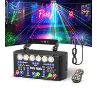 BrightWish Luces discoteca RGBW & UV con 27 LED y DMX, láser discoteca 3 en 1 con 6 LEDs blancos de 2W, luz estroboscópica y UV, efectos dinámicos para DJ, fiestas y eventos