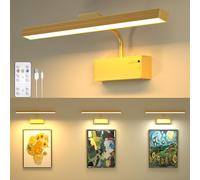 BrightWish Luz Cuadros Sin Cable, Recargable Lampara de imagen, Lámpara de fotos, Luces De Arte Inalámbricas Para Pinturas, 4000mAh, Iluminación De Tablero De Dardos, Control Remoto, 3 Temps De Color