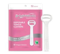 Brightworks Raspador de lengua desechable para adultos, 96 unidades, limpiador de lengua higiénico para un aliento fresco, plástico reciclado, limpiador de lengua de diseño curvado, apto para viajes