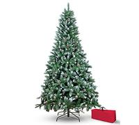 Brigros - Árbol de Navidad Artificial Aguja de Pino Grueso 878 Ramas, Bolsa de Almacenamiento, Efecto Realista, Ramas de Gancho, fácil Montaje, PVC, Base metálica, ignífuga (180 cm, nevado)