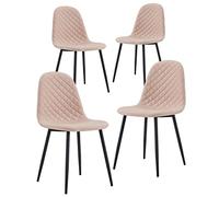 Brigros WeHome - Juego de 4 sillas de Tela con Patas de Metal y Asiento de Tela para Comedor, salón, Bar, Sala de Espera, oficinas, Espacios Modernos (Arena, Acolchada)