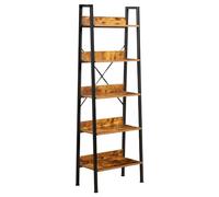 Brigros WeHome - Librería Alta de 5 estantes, Estilo Industrial, con Estructura de Metal Negro y estantes de Madera, 60 x 30 x 170 cm, estantería de Almacenamiento para salón, Dormitorio, Oficina