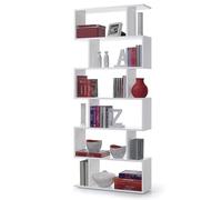 Brigros WeHome - librería Vertical de Pared 6 estantes librería Ahorra Espacio diseño Moderno 80 x 192 x 25 cm Estructura de Madera melamínica Espesor 15 mm Panel Posterior ausente (Blanco)
