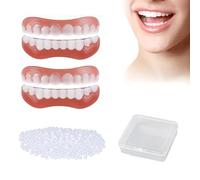 Brigtviee 2 Pares Dientes Postizos Temporales,Dentaduras Postizas Ajustables,Natural Perfecta Carillas Dentales Universales,Superior E Inferior Kit Blanqueamiento Dental Para Adulto