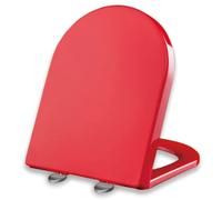 Brigtviee Asientos De Inodoro con Cierre Silencioso, Tapa WC En Forma De D Universal, Accesorios De BañO ExtraíBles,Grueso Materiale PP,Bisagras Ajustables,46 Cm*36 Cm,Rojo