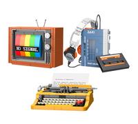 Brihappen Juego de bloques de construcción para TV retro, reproductor de CD, máquina de escribir, bloques de sujeción, para adultos, decoración vintage, ideas de regalo para adolescentes, niños y