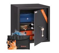 Brihard Business Cajas Fuertes con Llave Grande de 40x36x36cm con Bolsa Ignífuga, 48L, Estante Extraíble, Seguridad para el Hogar y la Oficina, Almacenamiento Seguro para Documentos, Dinero y Joyas