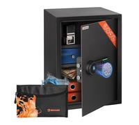 Brihard Business XL Caja Fuerte Biométrica 50x35x36cm con Ignífuga Bolsa, Apertura con Huella Dactilar con 2 Estantes Ajustables, Almacenamiento Seguro 60L para Documentos A4 y Dinero