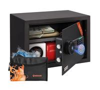 Brihard Family Caja Fuerte Biométrica 25x35x25cm con Ignífuga Bolsa, Apertura con Huella Dactilar, Estante Extraíble, Almacenamiento Seguro 20L para Dinero, Documentos A4, Joyas