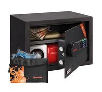 Brihard Family Caja fuerte electrónica - 25x35x25cm Caja seguridad hogar con bloqueo digital, LED y estante extraíble - Caja fuerte para portátil, A4