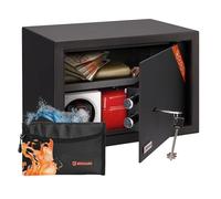 Brihard Familiar caja fuerte con cerradura de llave - 25x35x22cm caja fuerte de seguridad con estante extraíble - Perfecto para portátil, de tamaño A4